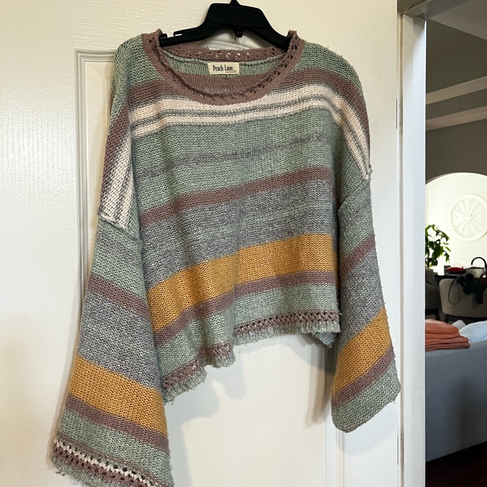 Peach Love California Women's Multicolor Striped Sweater